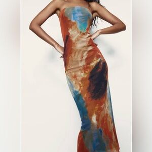 Zara Vibrant Abstract Maxi Dress